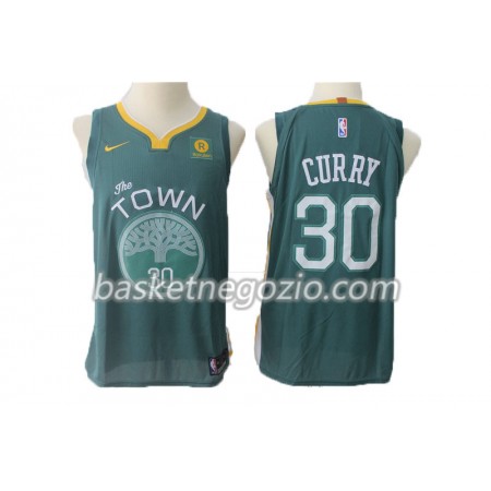 Canotte Uomo Golden State Warriors Stephen Curry 30 Nike 2017-18 Verde Swingman